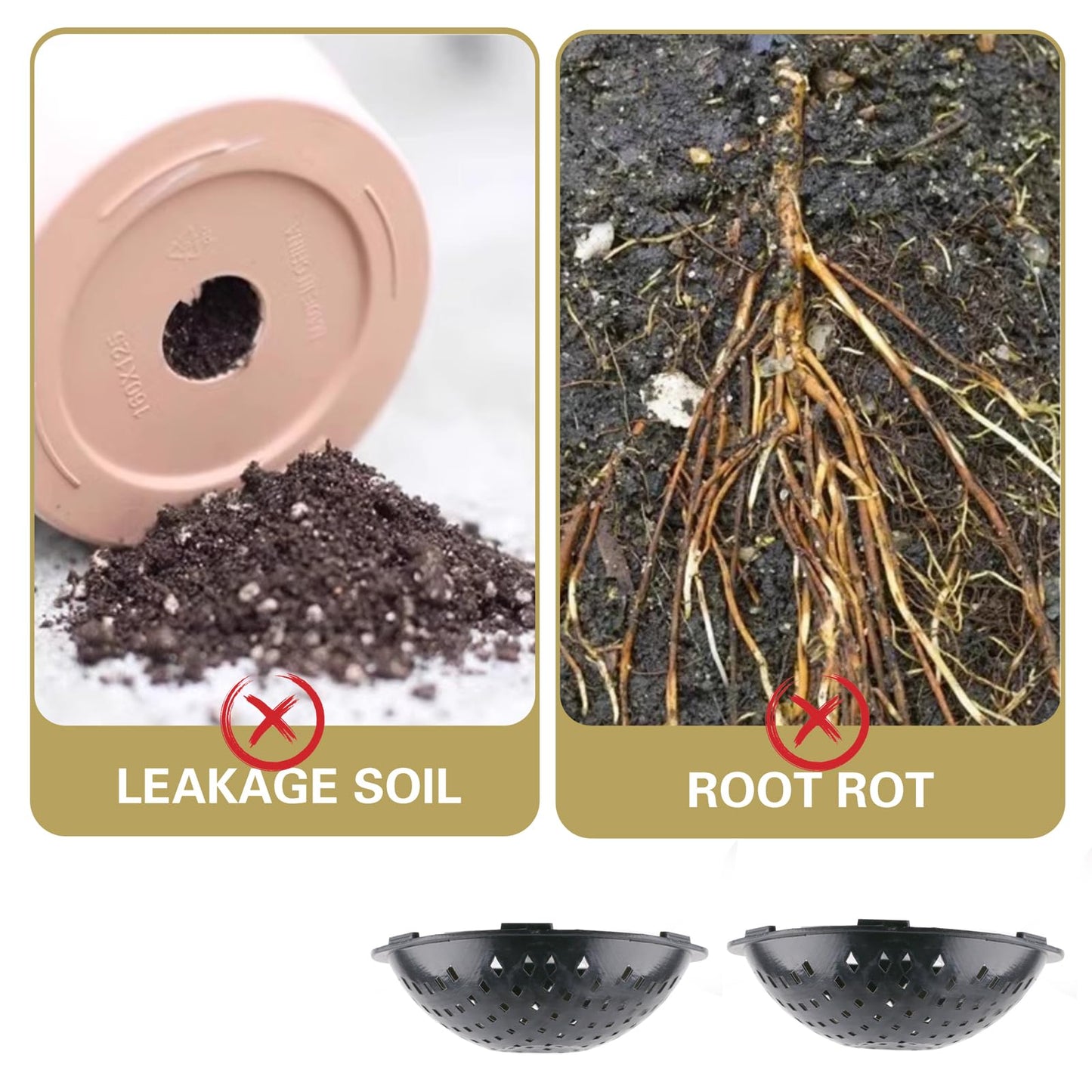 30 PCS Flower Pot Hole Mesh Pad, 3 Assorted Sizes Semi-Arc Plastic Planter Bottom Drainage Mats for Bonsai Plant, Succulents, Potting, Breathable Gasket Prevent Clogging and Soil Loss, Black
