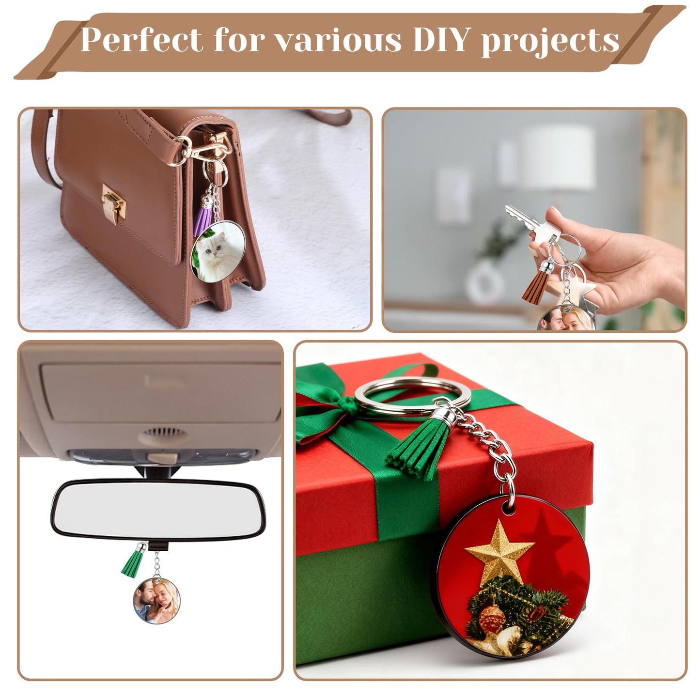 SHENLIU 320 Pcs Acrylic Keychain Blanks Kit, 2 Inch Round Double-Sided Clear Acrylic Blanks with Tassels Key Rings Jump Rings for DIY Keychain Making Sublimation Craft