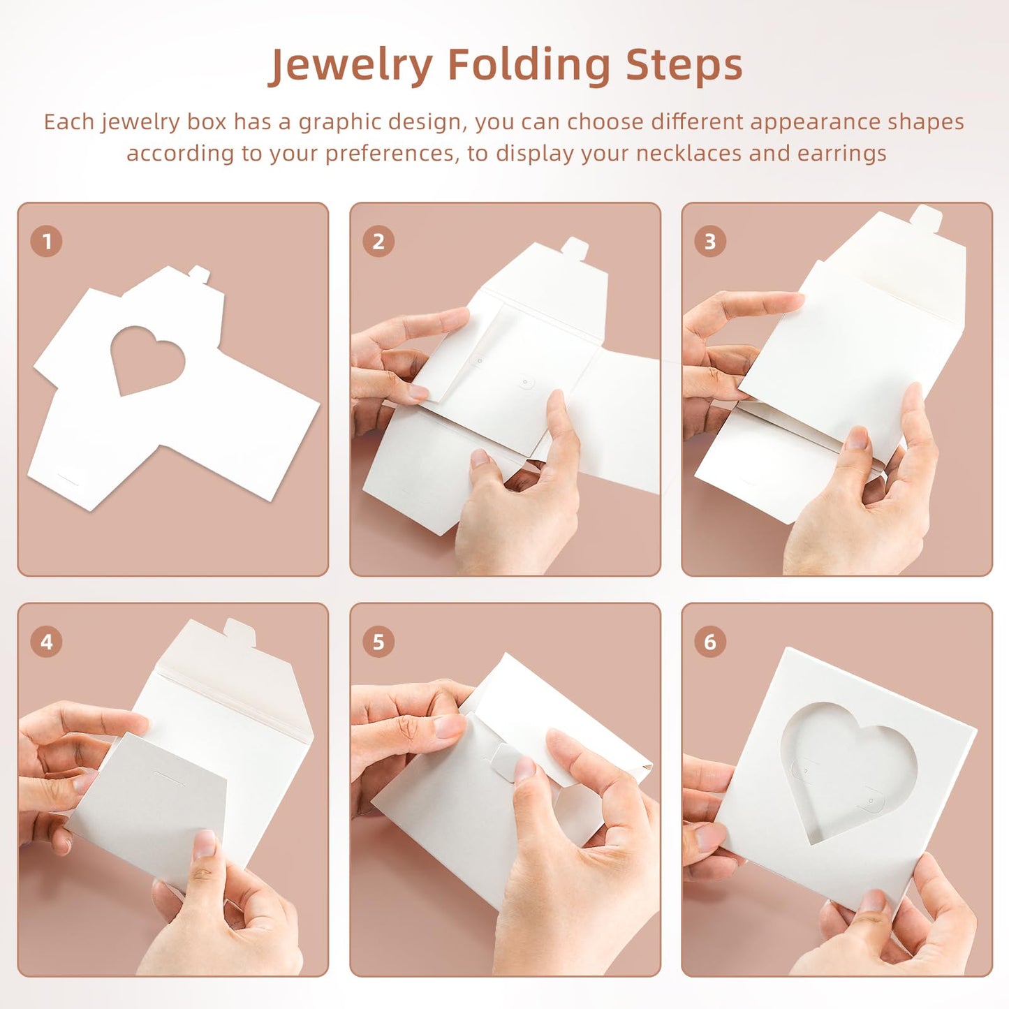 batifine Jewelry Box, Earring Holder Display Cards for Selling, Necklace Bracelet Jewelry Gift Box (50Pack Heart)