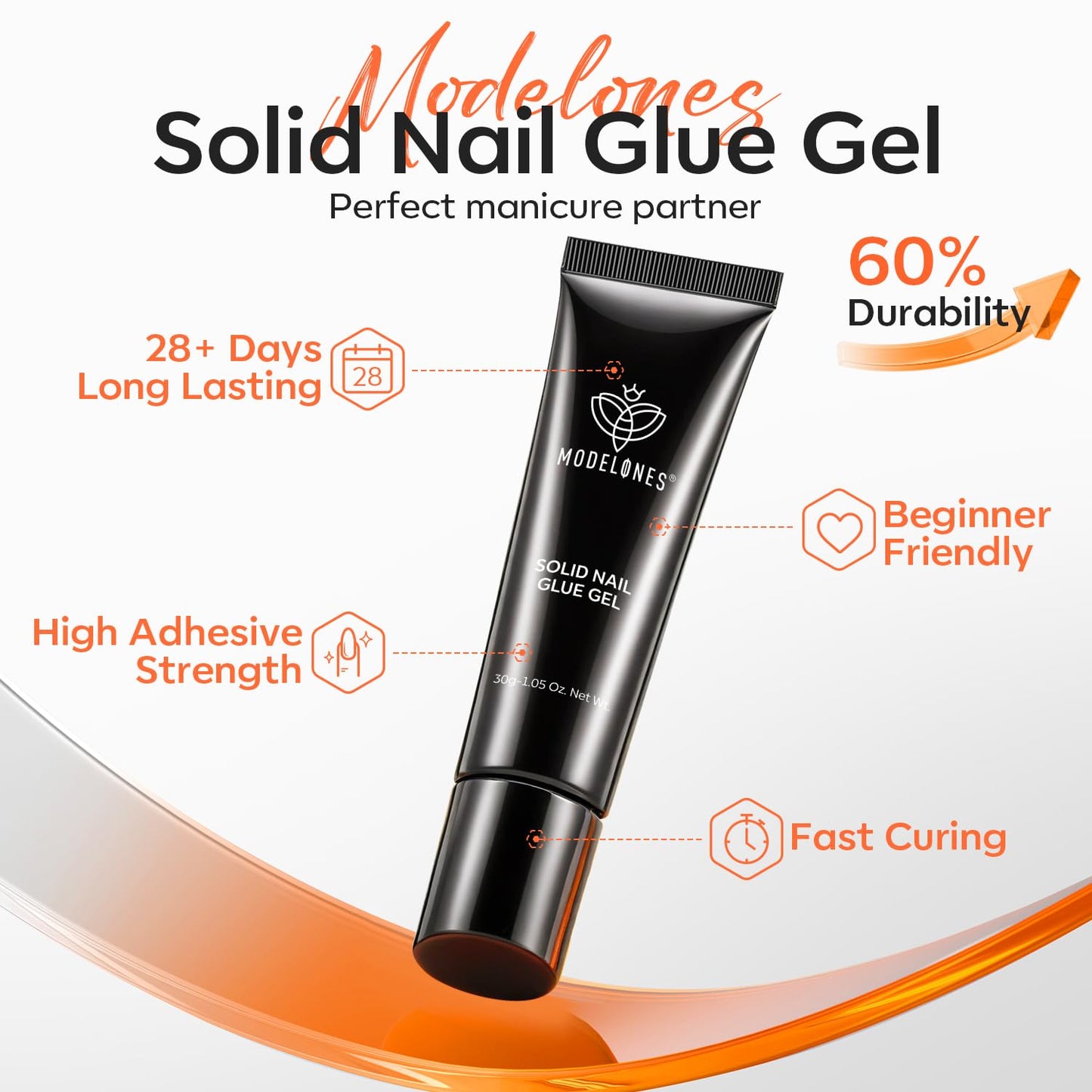 modelones X Nail Gel Kit Square, 15Sizes False Nail Tips Instant Apex Solid Glue & Mini LED Light, Medium Square Pre-Building Thick Acrylic Press on Tips U/V Lamp Extension Kit Women Gift 240Pcs