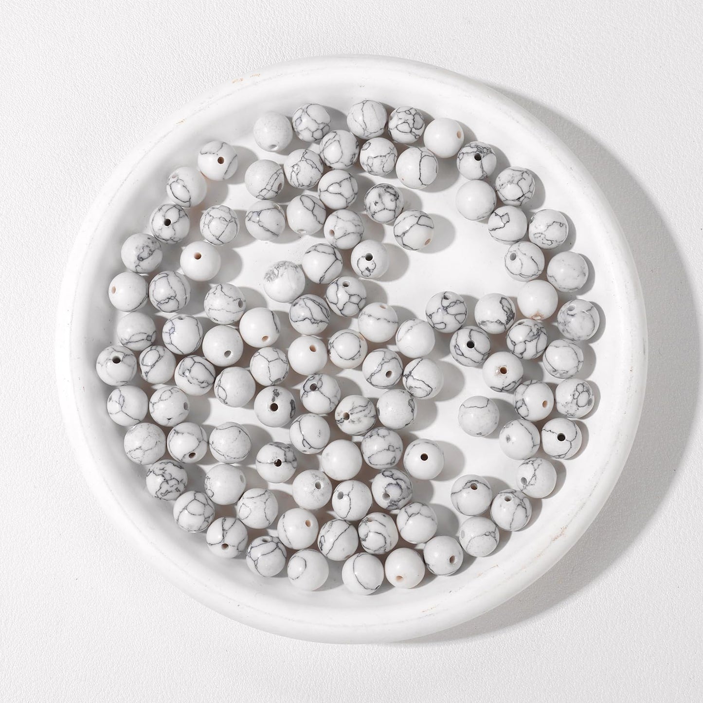 Raicegs 100pcs 8mm Howlite Beads Natural Gemstone Beads Round Loose Beads for Jewelry Making DIY Bracelets Necklace