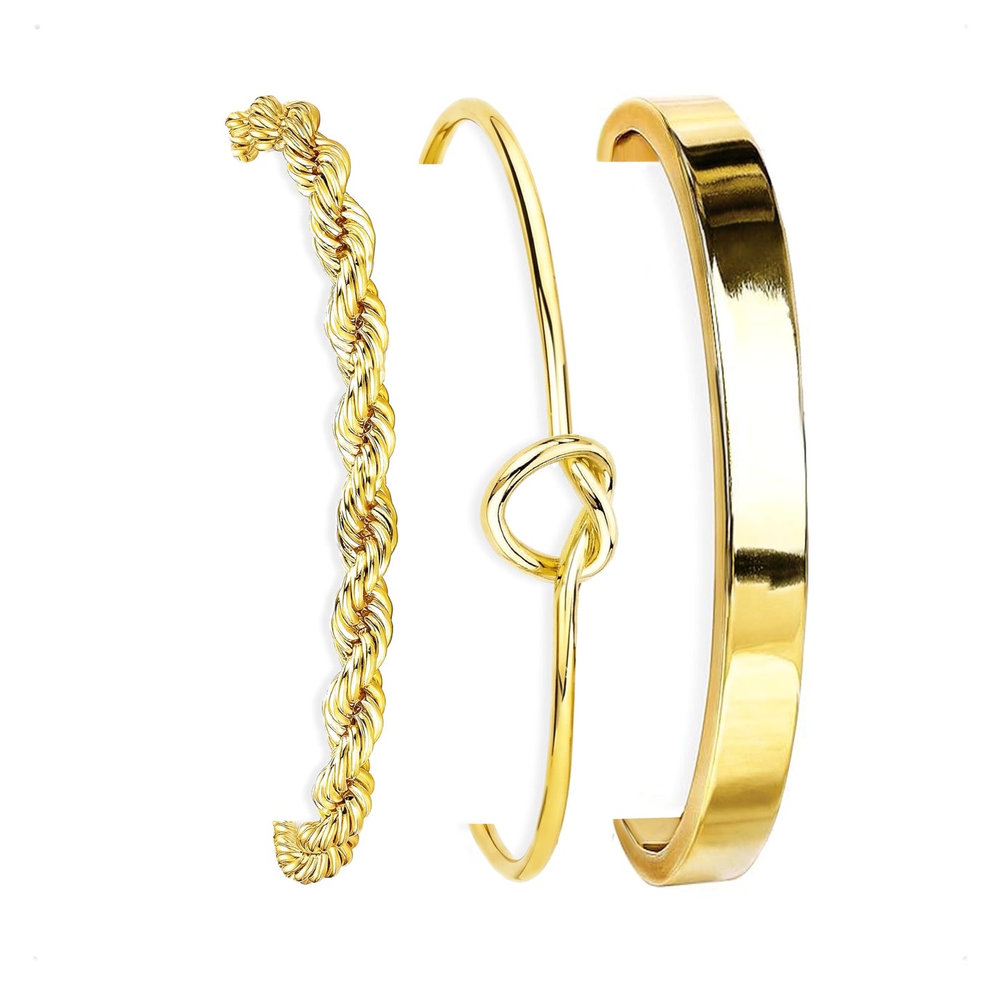 HERIER Gold Bangle Bracelets Stack for Women Trendy 14K Gold Plated Rope Link Chain Bracelets Set Jewelry for Women Non Tarnish