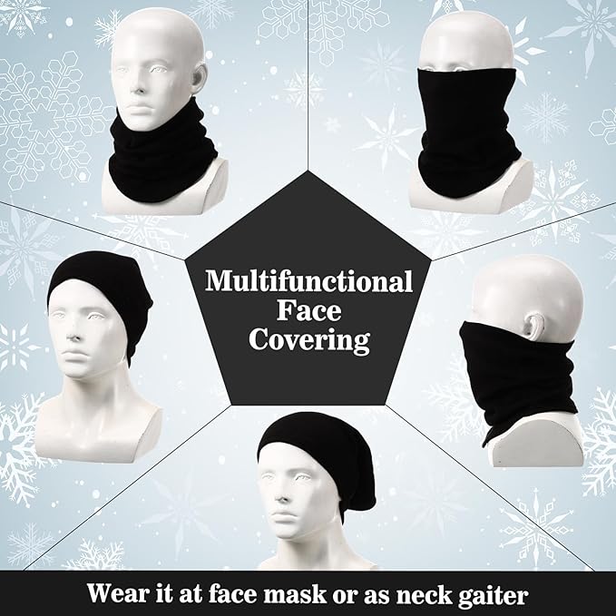 6 Pieces Winter Fleece Neck Gaiter Warmer Face Covering Windproof Half Balaclava Neck Scarf for Cold Weather Skiing