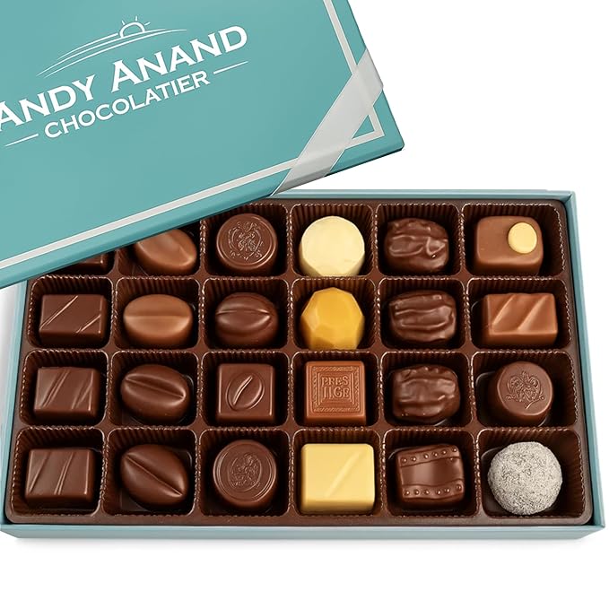 Andy Anand Chocolatier Sugar Free Belgian Chocolate Truffles Gift Box - Gluten Free European Imported Chocolate Truffles, Handcrafted Diabetic Snacks for Adults (48 Pcs)