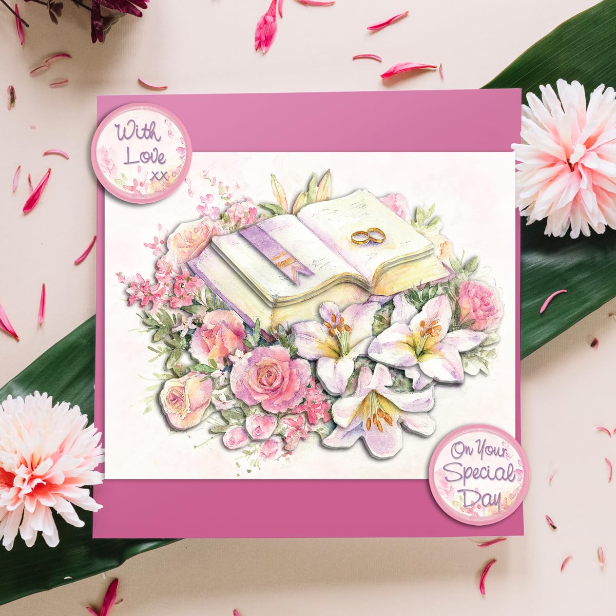 Katy Sue Designs On Your Special Day 3D Die-Cut Decoupage Sheets for Card Making & Scrapbooking. 9 Sheets of Katy Sue Die Cuts - Book & Flowers, Champagne & Violets & Soft Pink Roses