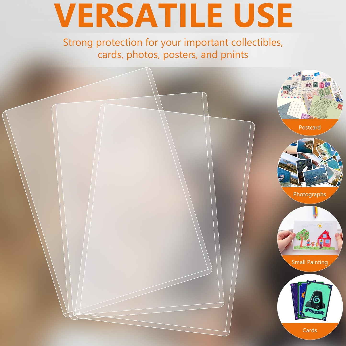AKONEGE 25PCS 4" x 6" Rigid Print Protectors Waterproof Hard Plastic Sheet Protectors Top Loading Rigid Photo Sleeves Clear Plastic Sleeves for Postcard, Sports & Trading Cards