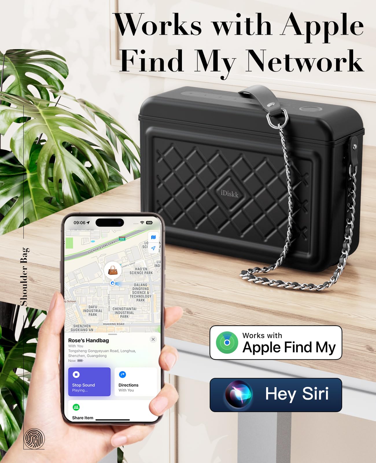 iDiskk Security Lock Box, Metal Safe Box with Anti-Theft with Fingerprint and Password Unlocking, MFi Certification Compatible with Find My App (iOS Only) Ideal for Secure Storage of Valuables