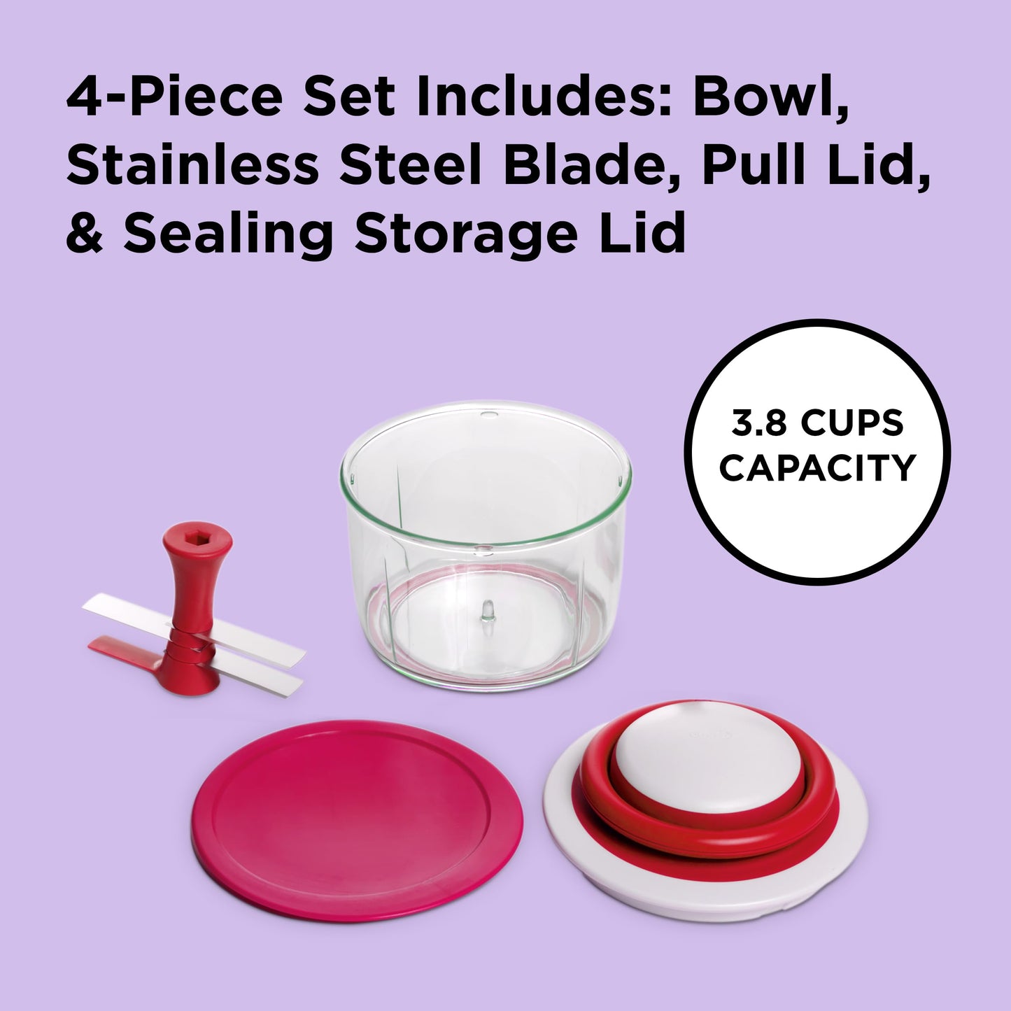 Chef'n 102-239-005 VeggiChop Hand-Powered Food Chopper, Set of 1, Cherry
