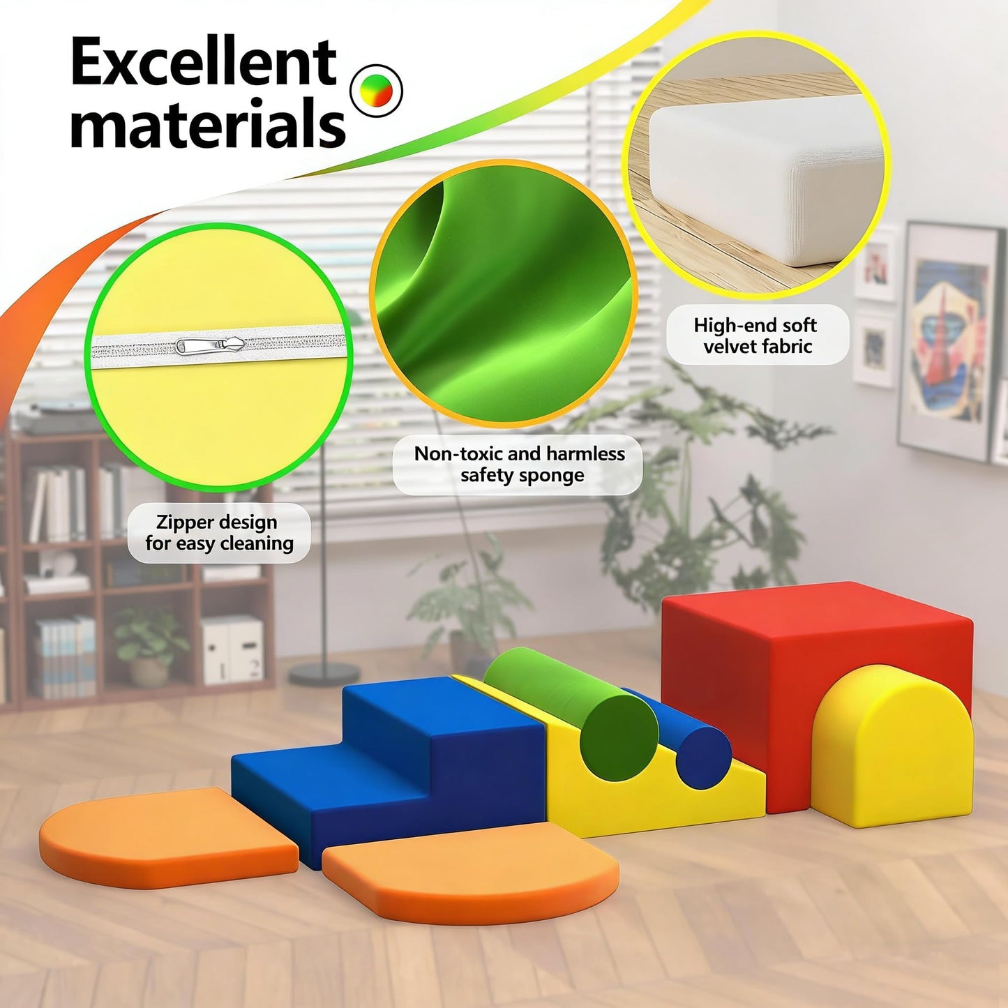 Yaofala 8-Piece Colourful Soft Play Set, Foam Climbing Blocks for Toddlers, Climbing Toys for 1 Year Old, Inside Crawling & Sliding Foam Baby Climbing Blocks