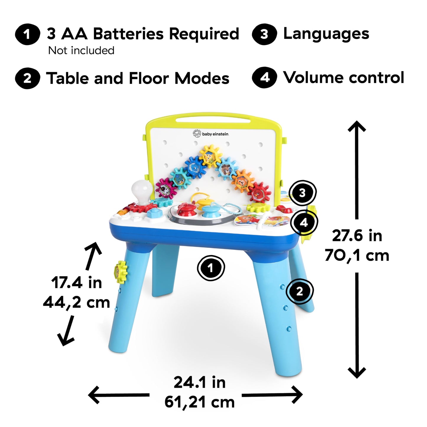 Baby Einstein Curiosity Table Activity Play Station, Montessori Floor Toy and Interactive Workbench, 12 Months and Up