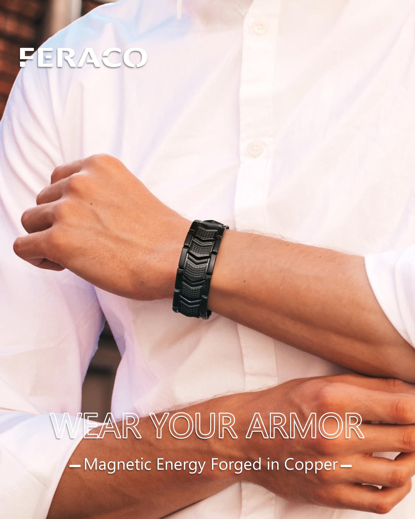Feraco Magnetic Therapy Bracelets for Men,Titanium Steel Bracelets with 3800 Gauss Magnets