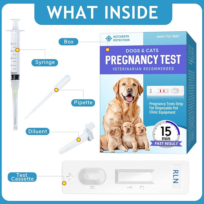 Dog Pregnancy Test Kit, Early Detection Strips for Dogs, Fast & Accurate Results in 10-15 Minutes, Easy-to-Use Home Pet Pregnancy Test
