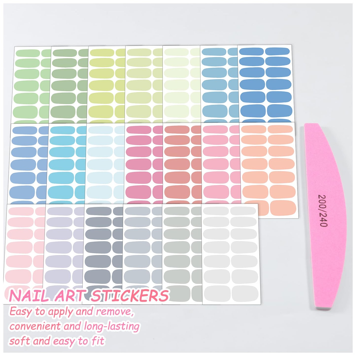 SILPECWEE Nail Stickers Full Nail Wraps (20 Sheets, Light Color), Self Adhesive Nail Polish Strips, Gel Strips Manicure Design, Fingernail Sticker Nails for Women with File