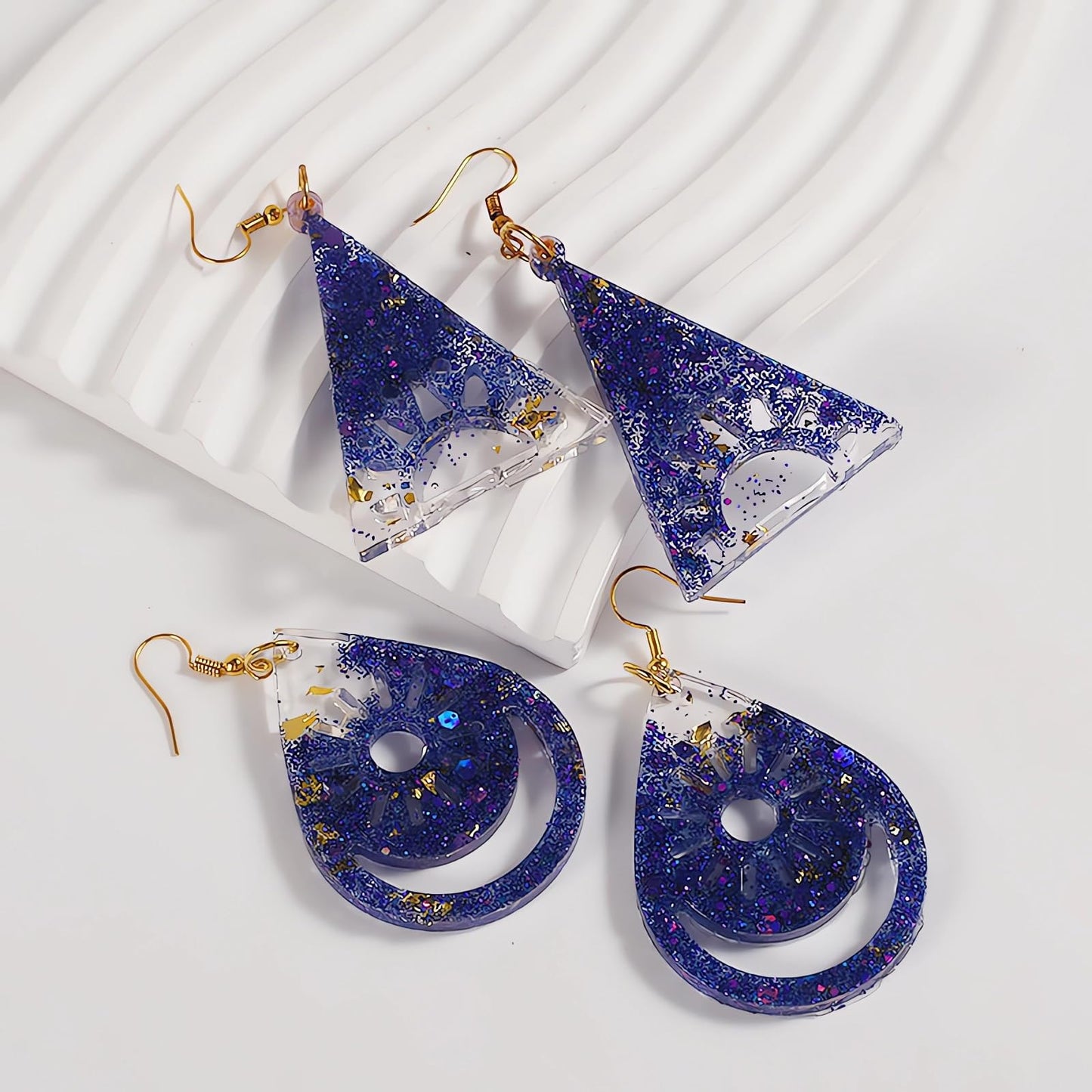 Szecl 3Pcs Moon Star Earring Silicone Mold with Hole 36 Cavities Astral Butterfly Snake Astronomy Cloud Sun Shape Resin Casting Mold Keychain Necklace Pendant Handmade DIY Craft Jewelry Making Tool