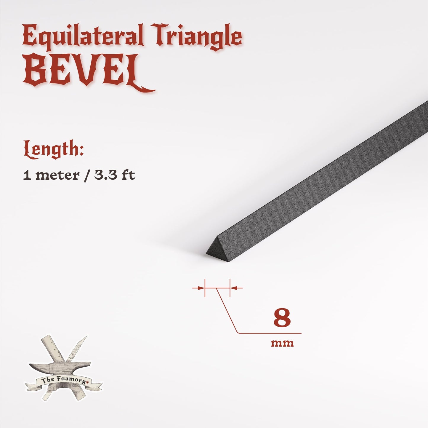 The Foamory's Instant Edge EVA Foam Pre Cut Equilateral Triangle Bevel. 5-30mm x 1M Black EVA Beveled Trim Save Time on Cosplay, Costume Edging and Armor Detail. High Density 85kg/m³ Craft Foam Dowel