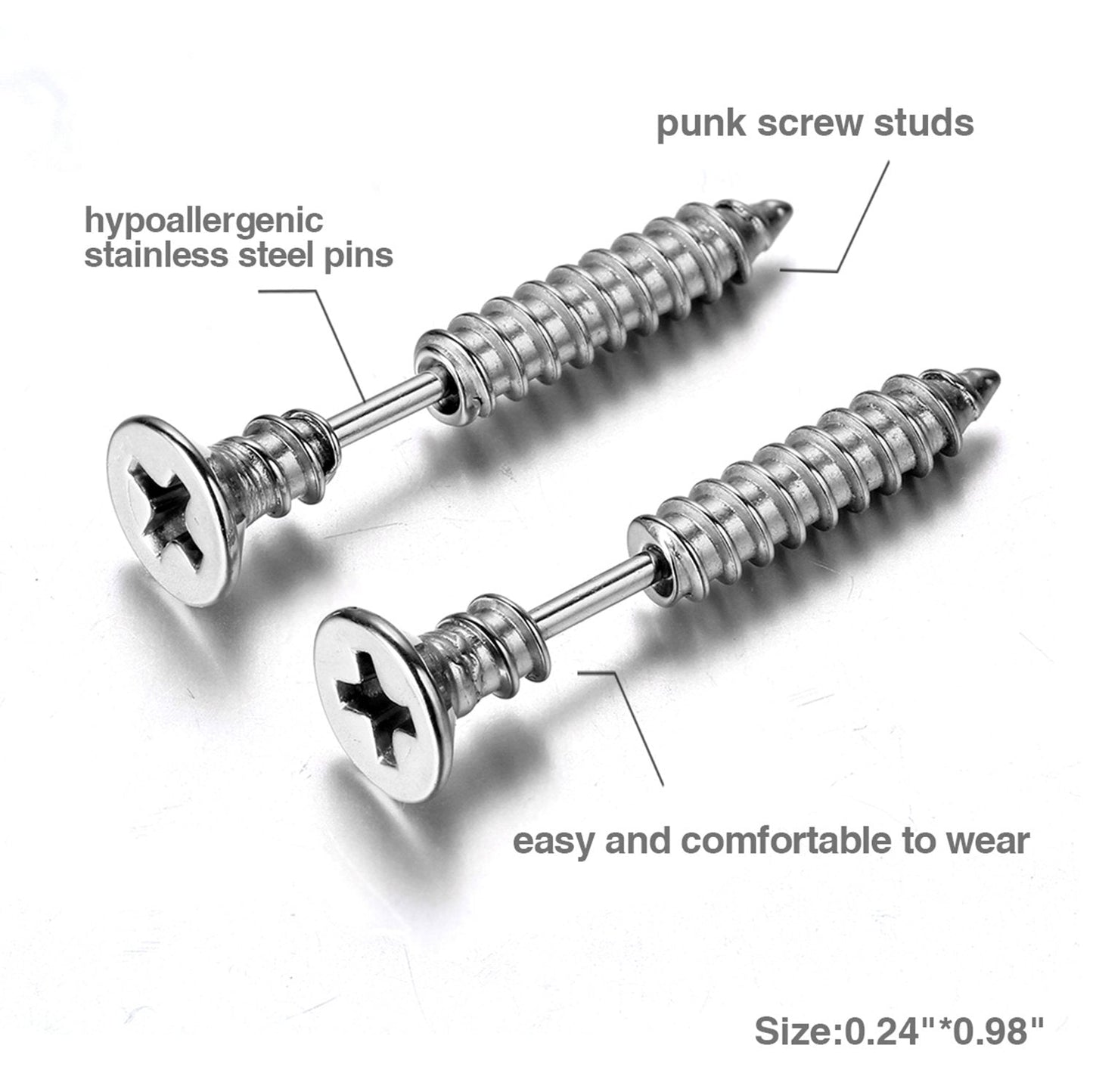 Aroncent 12PCS Men's Stainless Steel Fake Gauges Tunnel Cheater Piercing Jewelry Stud Earrings Set