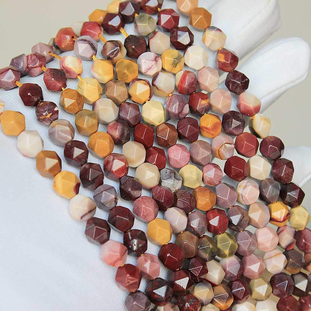 MJDCB Best Sellers Natural Stone Beads Faceted Polygon Moonkaite Jasper Crystal Energy Stone Healing Power for Jewelry Making(8mm)