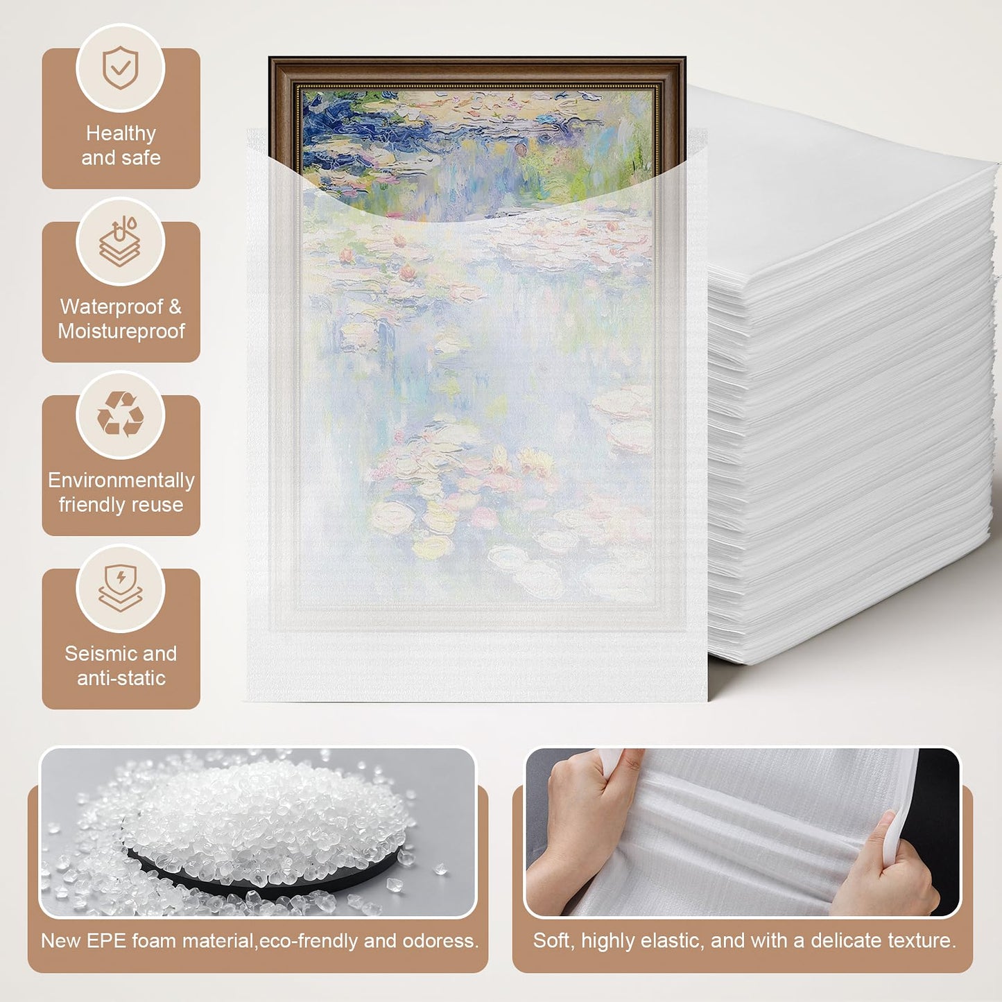 200 Pack Small Foam Pouches for Packing, 6x8 Inch Cushion Foam Pouch for Shipping, Moving and Storage, Dish Packing Supplies Protecting Small Electronics, Glass Cups, Dishes and Other Small Items