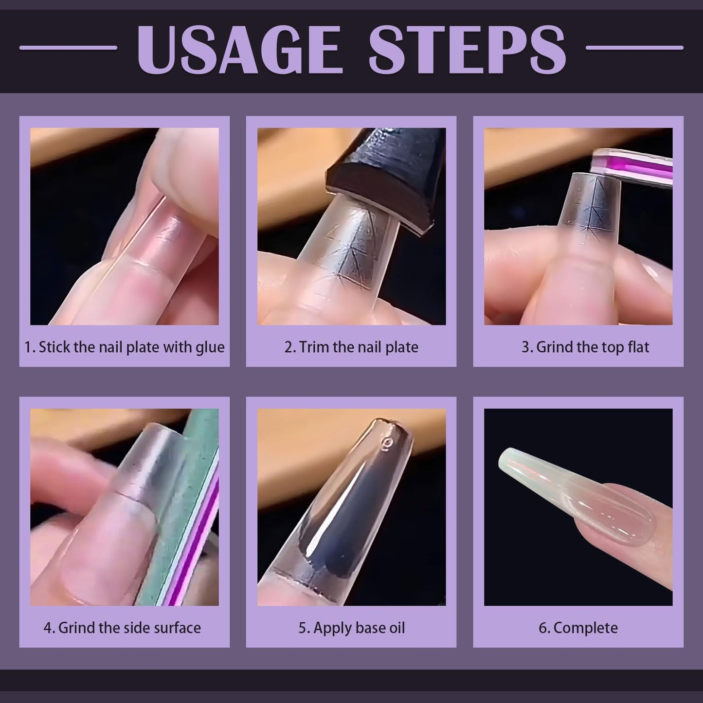 Realand 600 Pack Long Coffin Nail Tips with Guiding Line, 8 Shapes with 12 Sizes, Clear False Acrylic Nail Tips Ballerina Matte Extensions Full Cover with Case for Salon and DIY
