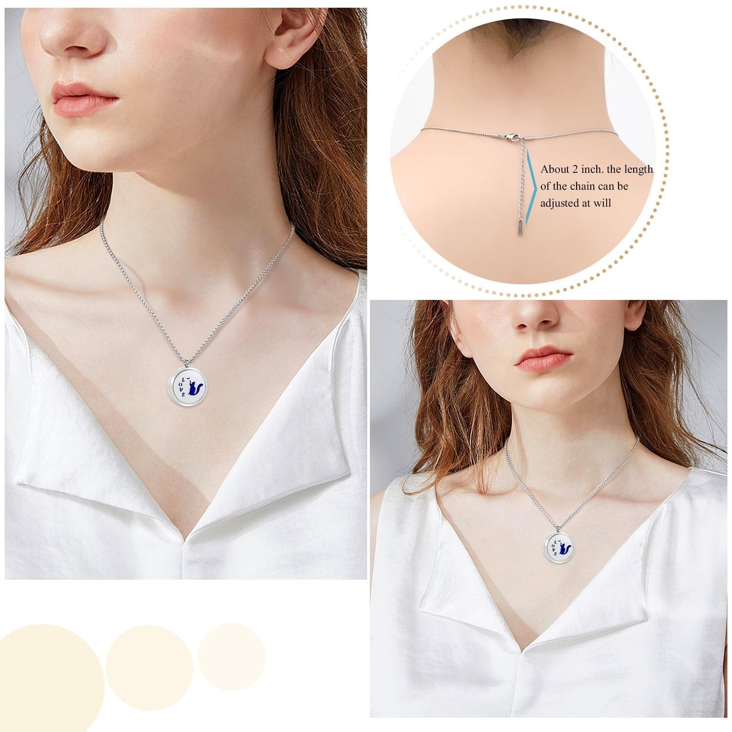 Minicremation Stainless Steel Paw Print Round Perfume Essential Oil Diffuser Pendant Necklace Women Aromatherapy Essential Oil Diffuser Locket Pendant Necklace, with Refill Pads (Silver-Tree of Life)