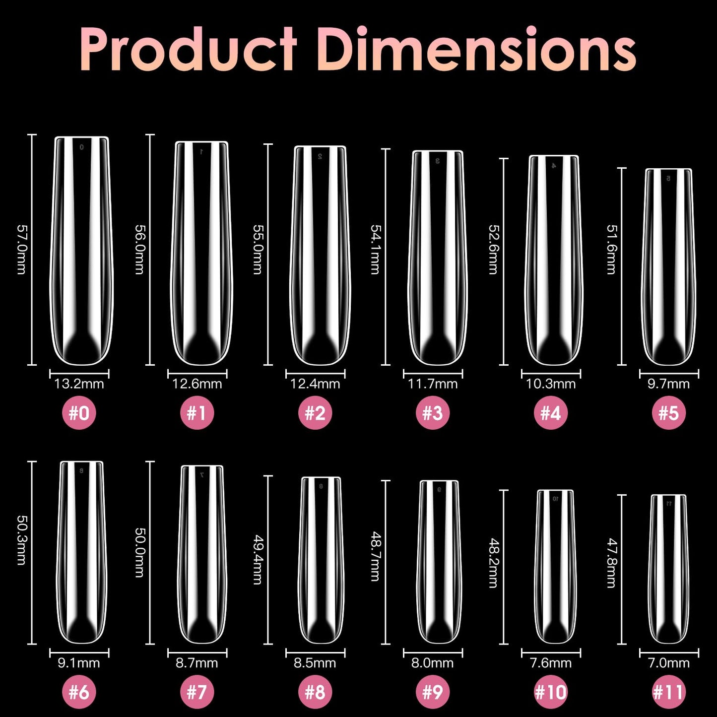 XXXL Nail Tips,BORNBYME Long Square Nail Tip Clear Nail Tips for Acrylic Nail Extension Press on Nails