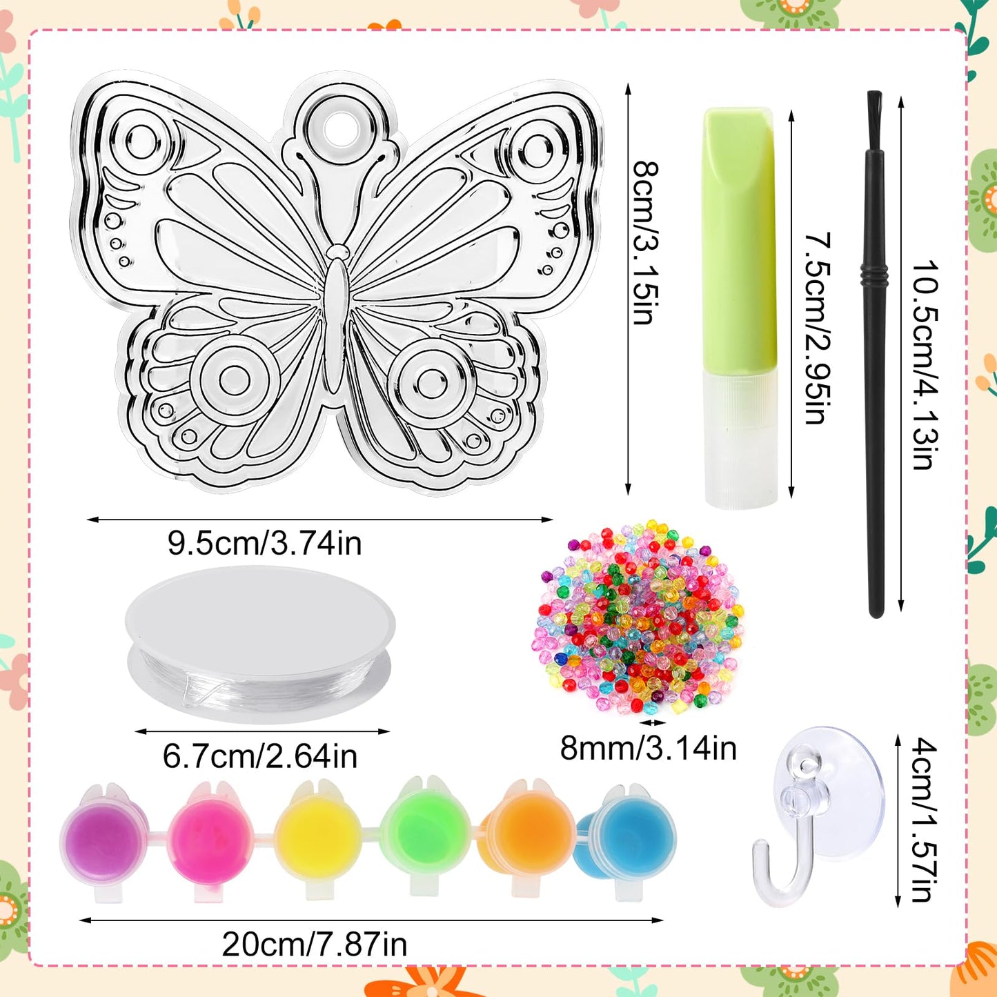 Nlicrst 32 Sets Butterfly DIY Sun Catcher Crafts Decorations, Sun Catcher Kits for Adults Window Art, Suncatcher Paint DIY Craft Kits for Kids Classroom Decorations