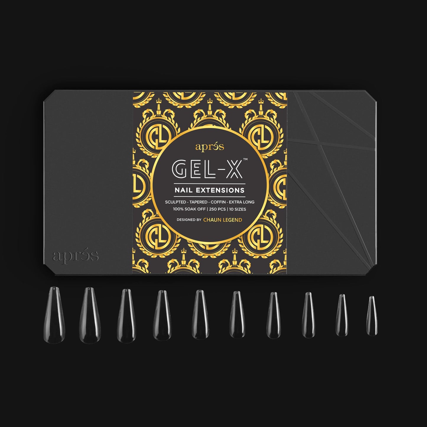 Chaun Legend x Apres Nail Gel-X Sculpted Stiletto Extra Long Box of Tips | 250 Gel-X Tips | Premium Quality | 10 Sizes 0-9 | No Size 00 Included | 2022 Version