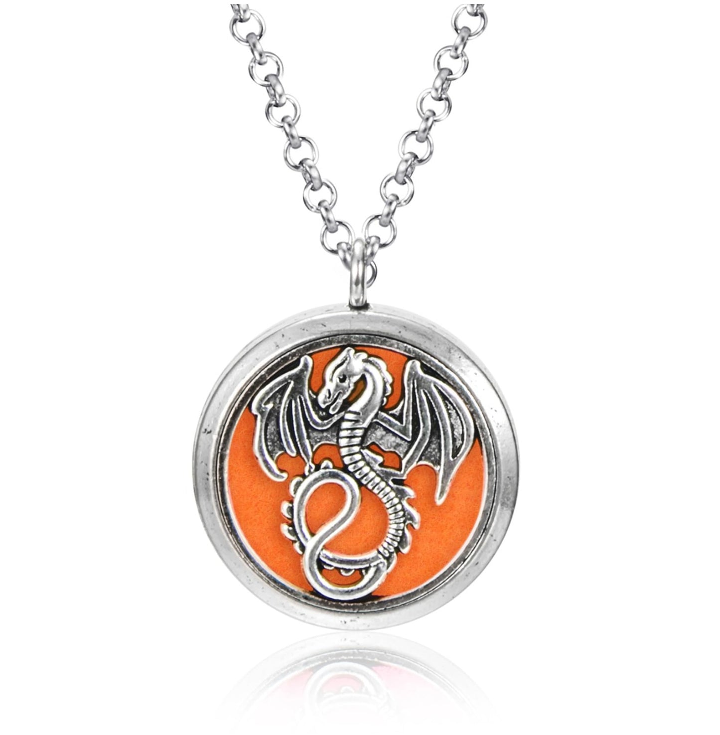 Wild Essentials Mother of Dragons Essential Oil Diffuser Nickel Free Alloy Locket Pendant with 24 inch Chain, 12 Color Refill Pads, Customizable Color Changing Perfume Jewelry for Aromatherapy