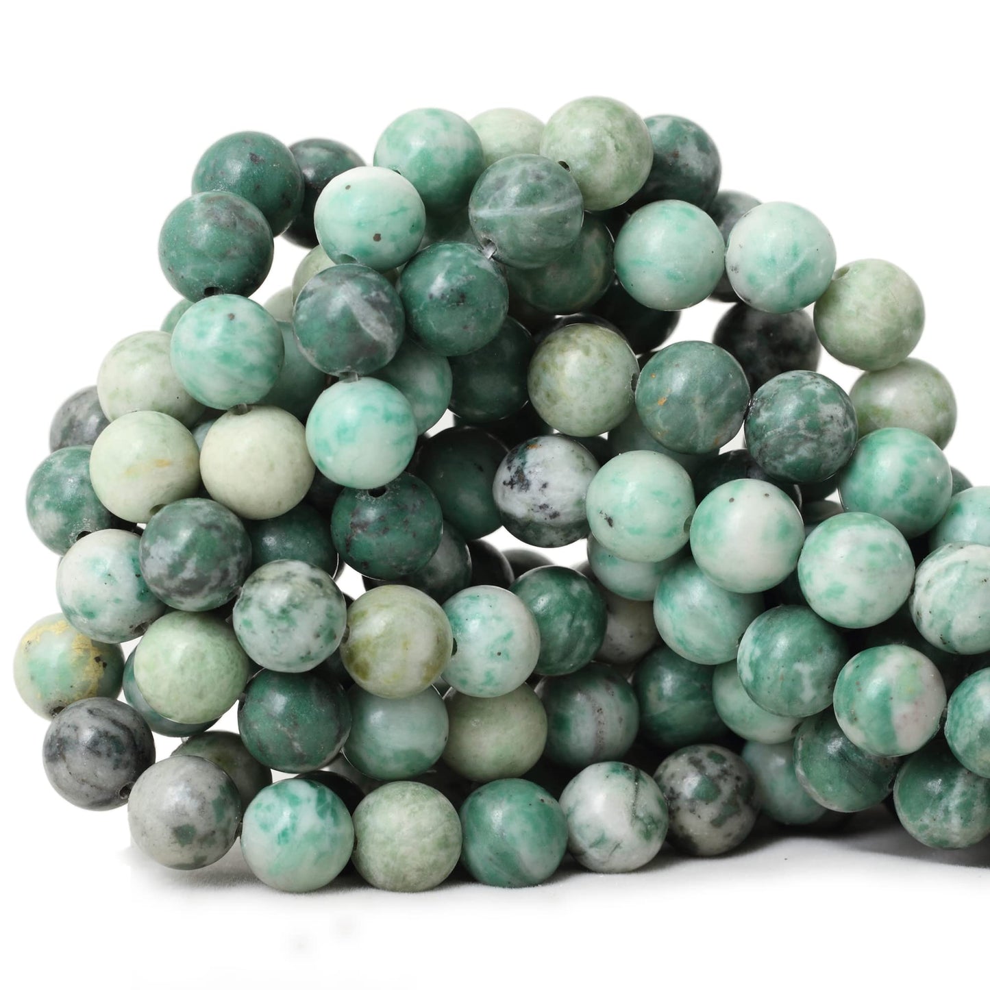 CHEAVIAN 35PCS 10mm Natural Qinghai Jade Gemstone Round Loose Beads for Jewelry Making 1 Strand 15 Inches