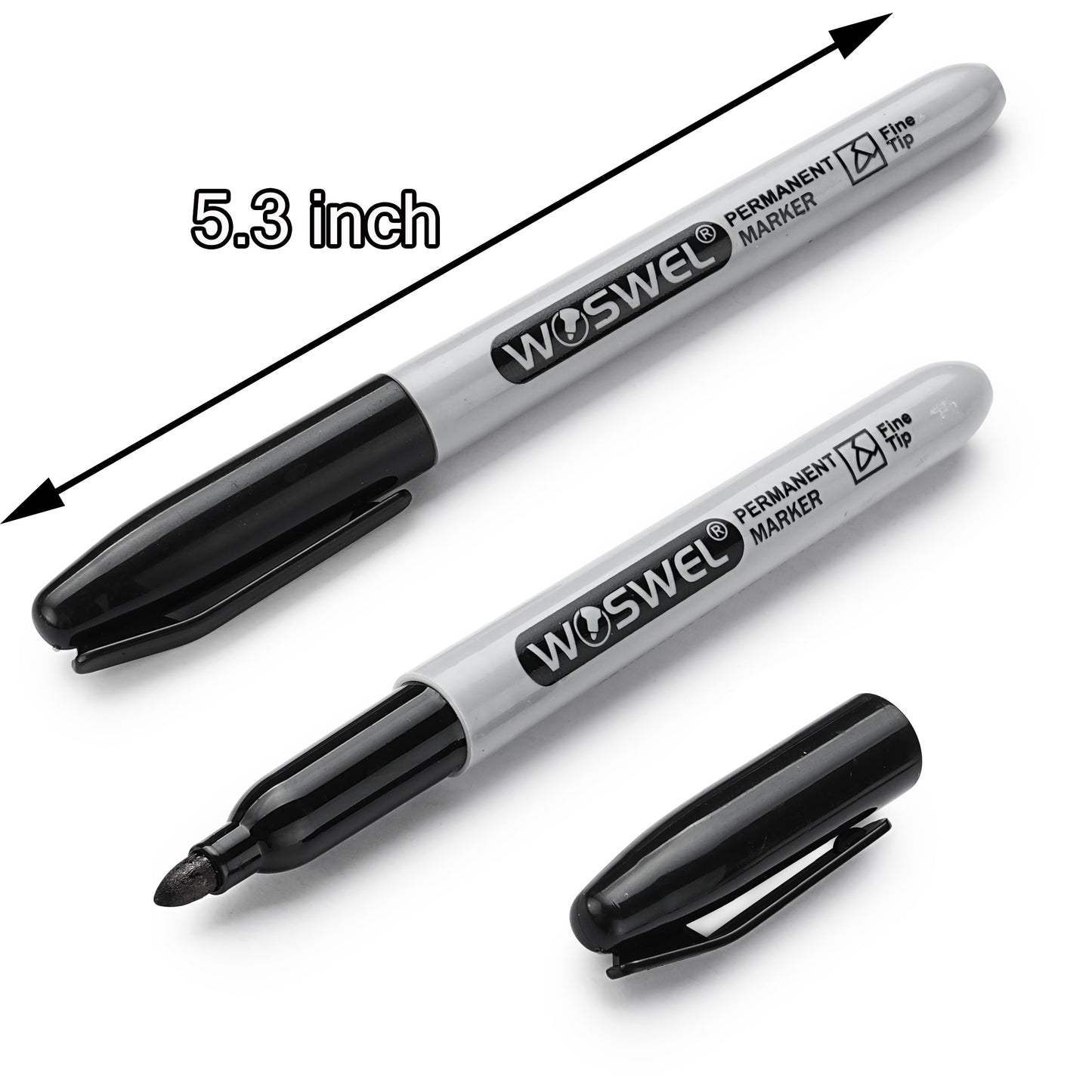 WOSWEL Permanent Markers Bulk, 200 Pack, Black Permanent Marker Pens, Fine Tip, Waterproof, Quick Drying, Smooth Writing, Used on Glass Metal Stone Paper Most Surfaces, Office School Supplies