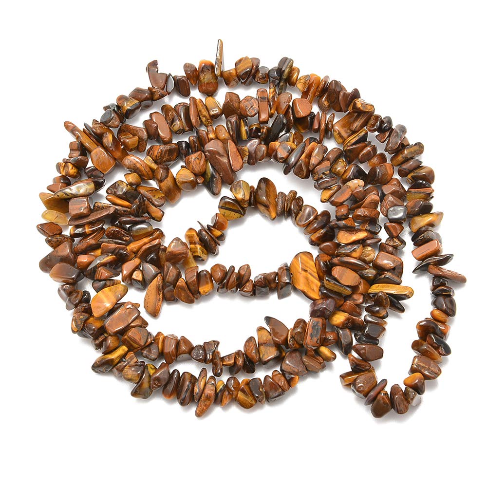 PLTbeads Gemstone Chips Natural Yellow Tiger Eye 3-5mm Healing Crystals Waist Bracelets Necklace Kit Irregular Stone DIY Crafts Design Jewelry Making Approxi 32 inch