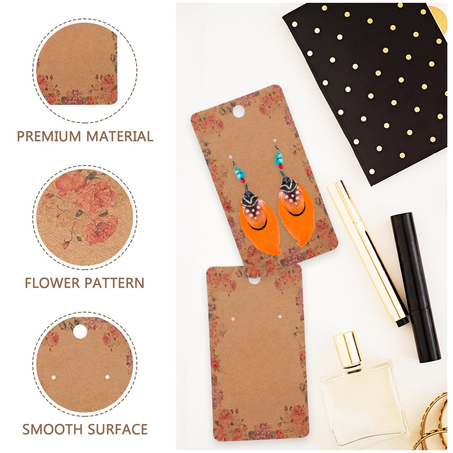 Beavorty Earring Display Cards 3.8X2.3 Inch Paper Jewelry Holder for Earrings Packaging 100Pcs Hanging Cardboard Earring Holders for Selling and Display