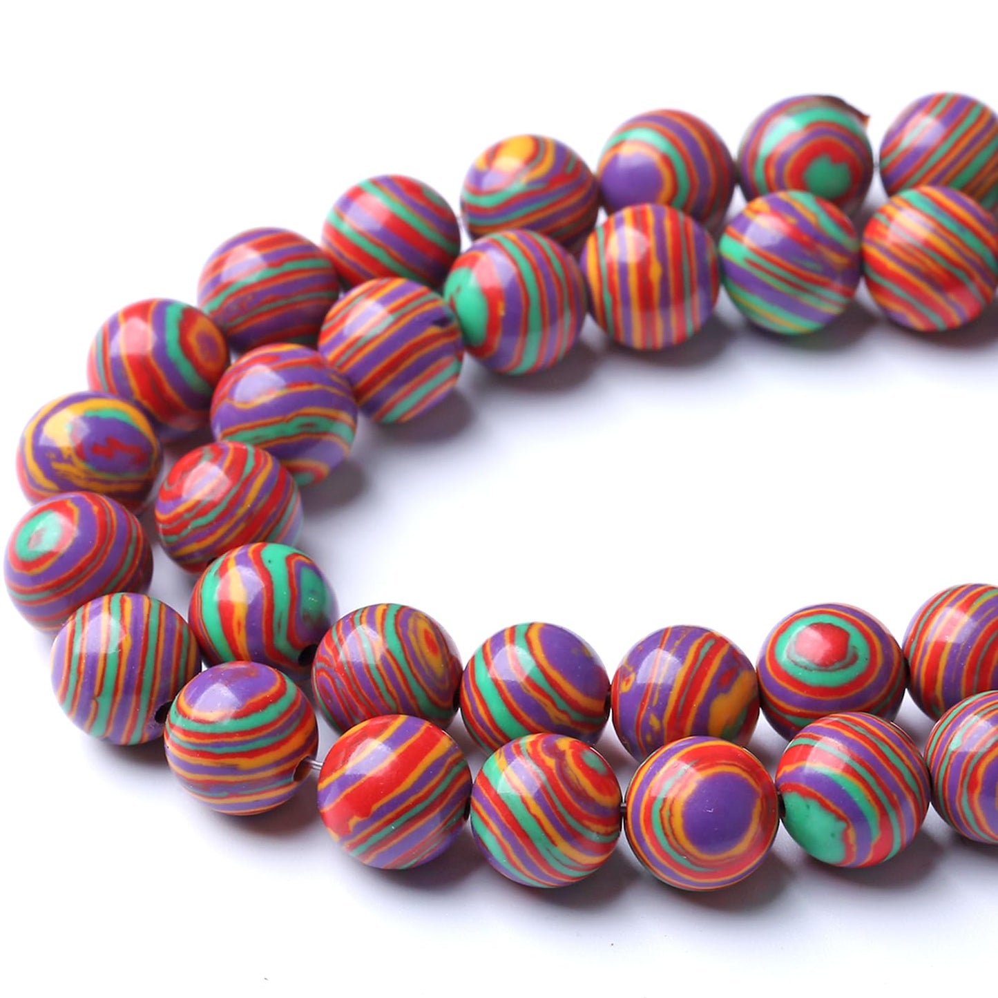 180pcs 4MM Natural Stone Painted Purple Peacock Turquoise Beads for Jewelry Making Stone Round Loose Beads DIY Bracelet Necklace 2 Strands 32"