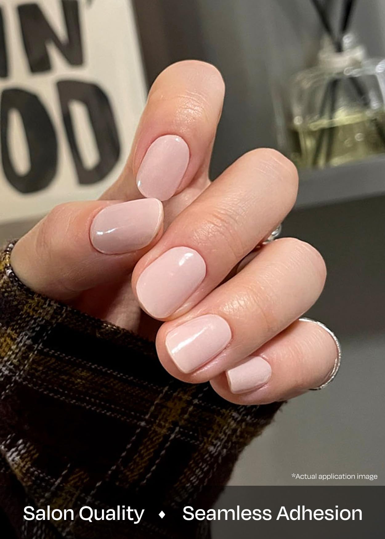 ohora Semi Cured Gel Nail Strips (N Cream Light) - Nude, Solid, Works with Any UV/LED Lamps, Salon-Quality, Long Lasting, Easy to Apply & Remove - Includes 2 Prep Pads, Nail File & Wooden Stick