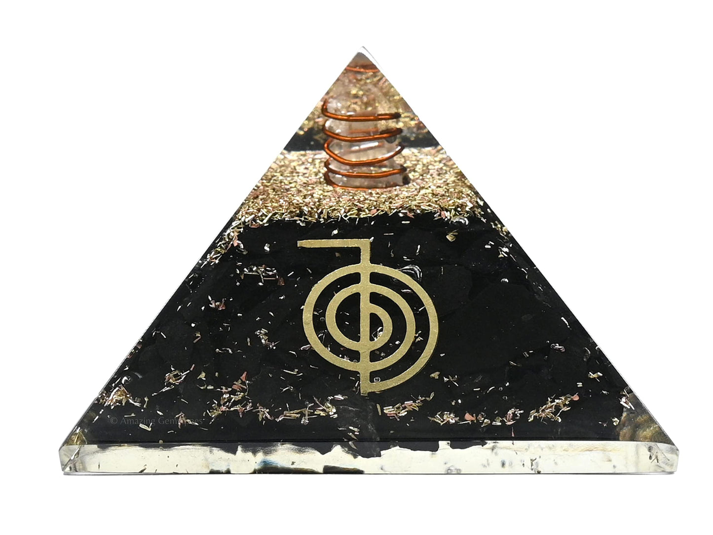 Amazing Gemstone Large Black Tourmaline Orgone Pyramid Crystal, Reiki Orgonite Pyramid - Positive Energy Healing