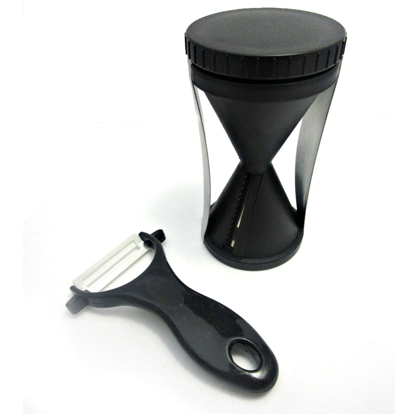 Premium Spiral Slicer with Ceramic Peeler - Black - Sharp, Durable, Rust-Resistant