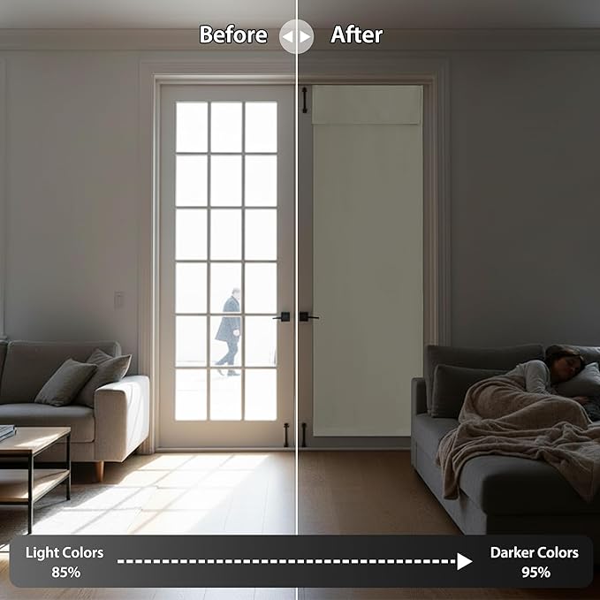 RYB HOME French Door Curtain - Privacy Protect Thermal Insulated Doorway Curtain for Kitchen Living Room Dining, 69 Inches 30 Wide Drape, Light Beige, 1 Panel