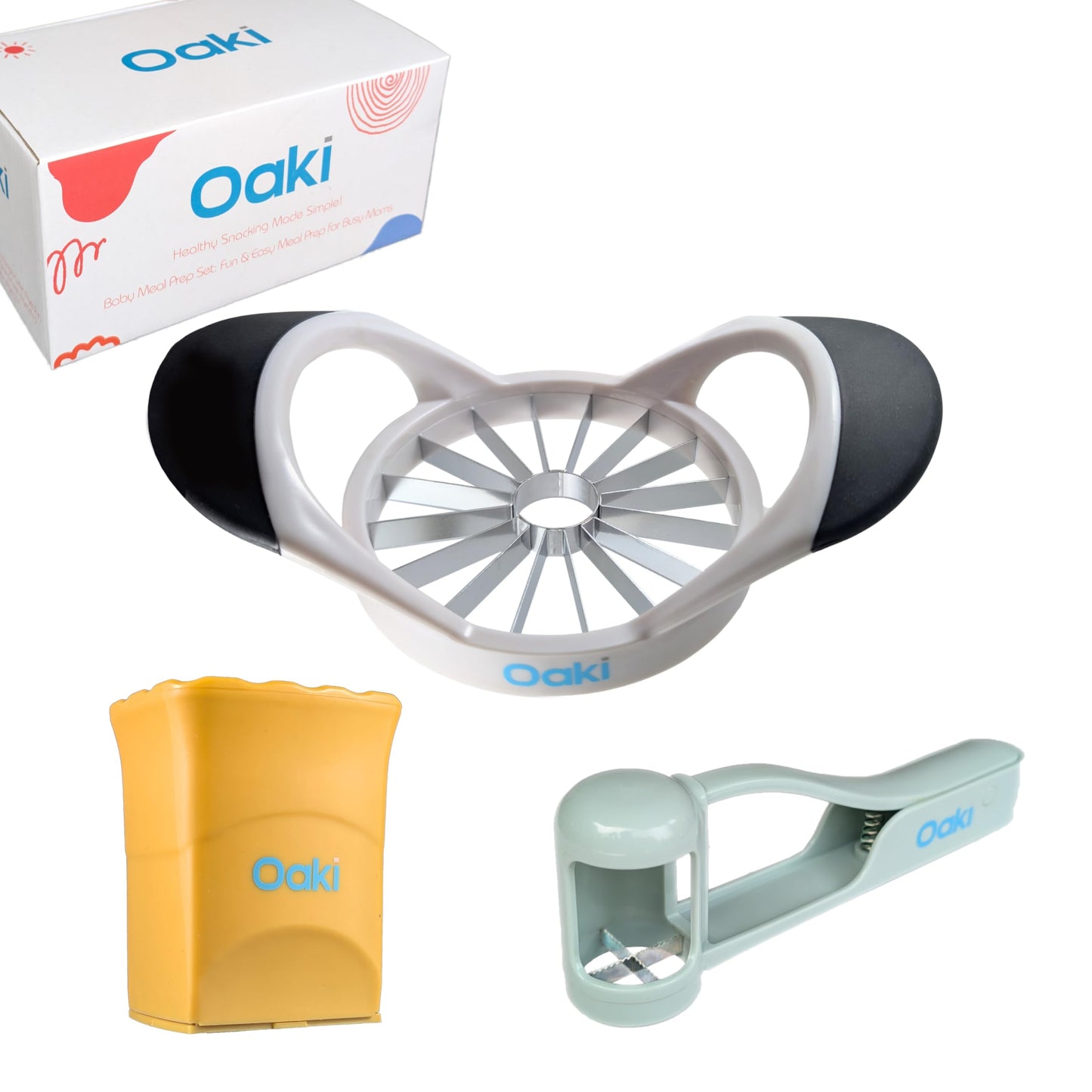 Oaki Bitty Bites Bundle | 3-in-1 Fruit Cutter Set | Apple, Grape, Strawberry Slicer & More | Precision Food Prep Slicer Set