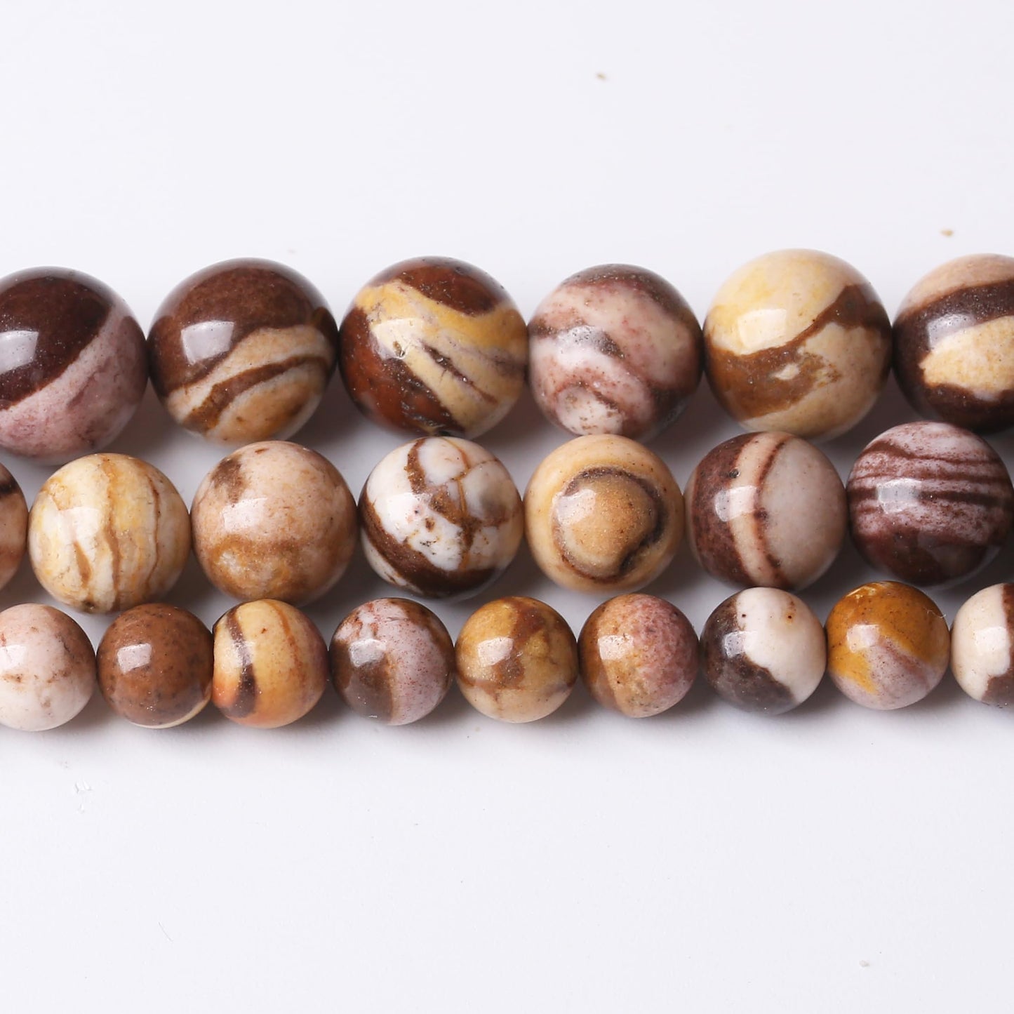 45PCS 8MM Natural Brown Zebra Round Loose Stone Beads for Jewelry Making DIY Energy Stone Healing Power Bracelet 15"