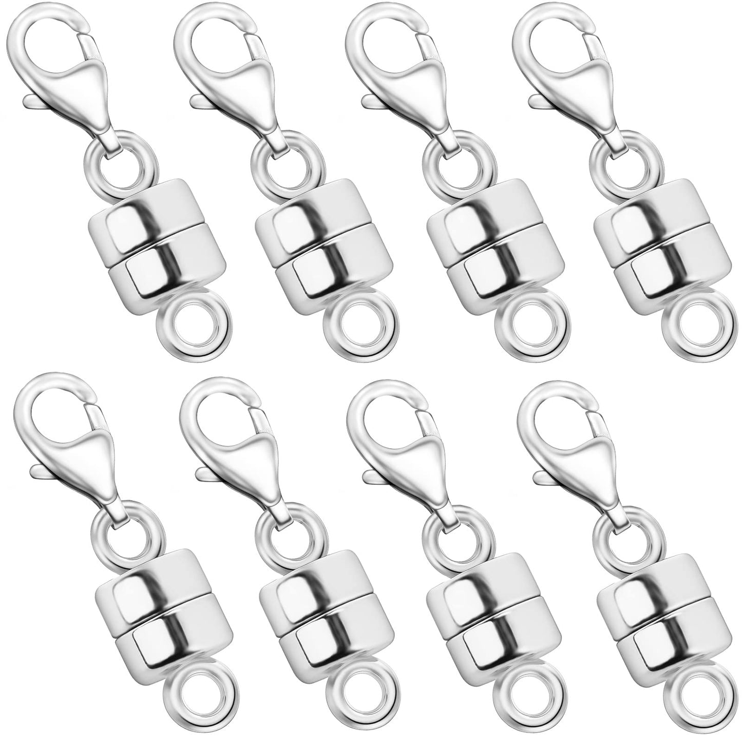 OHINGLT Magnetic Necklace Clasp Extra Strong, Silver Plated Magnet Jewelry Clasps Converters for Bracelet Necklaces Chain