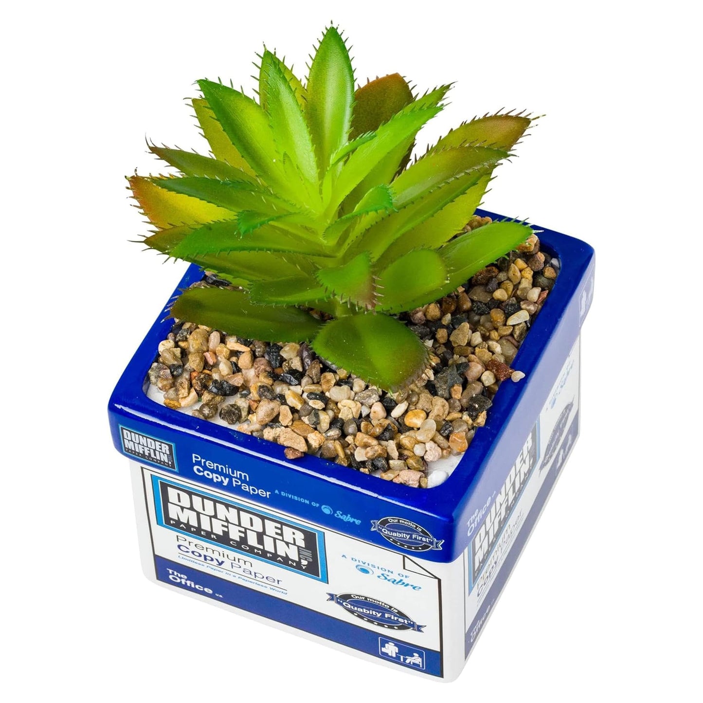 Silver Buffalo The Office Dunder Mifflin Paper Box Decorative Artificial Faux Greenery Plant in Ceramic