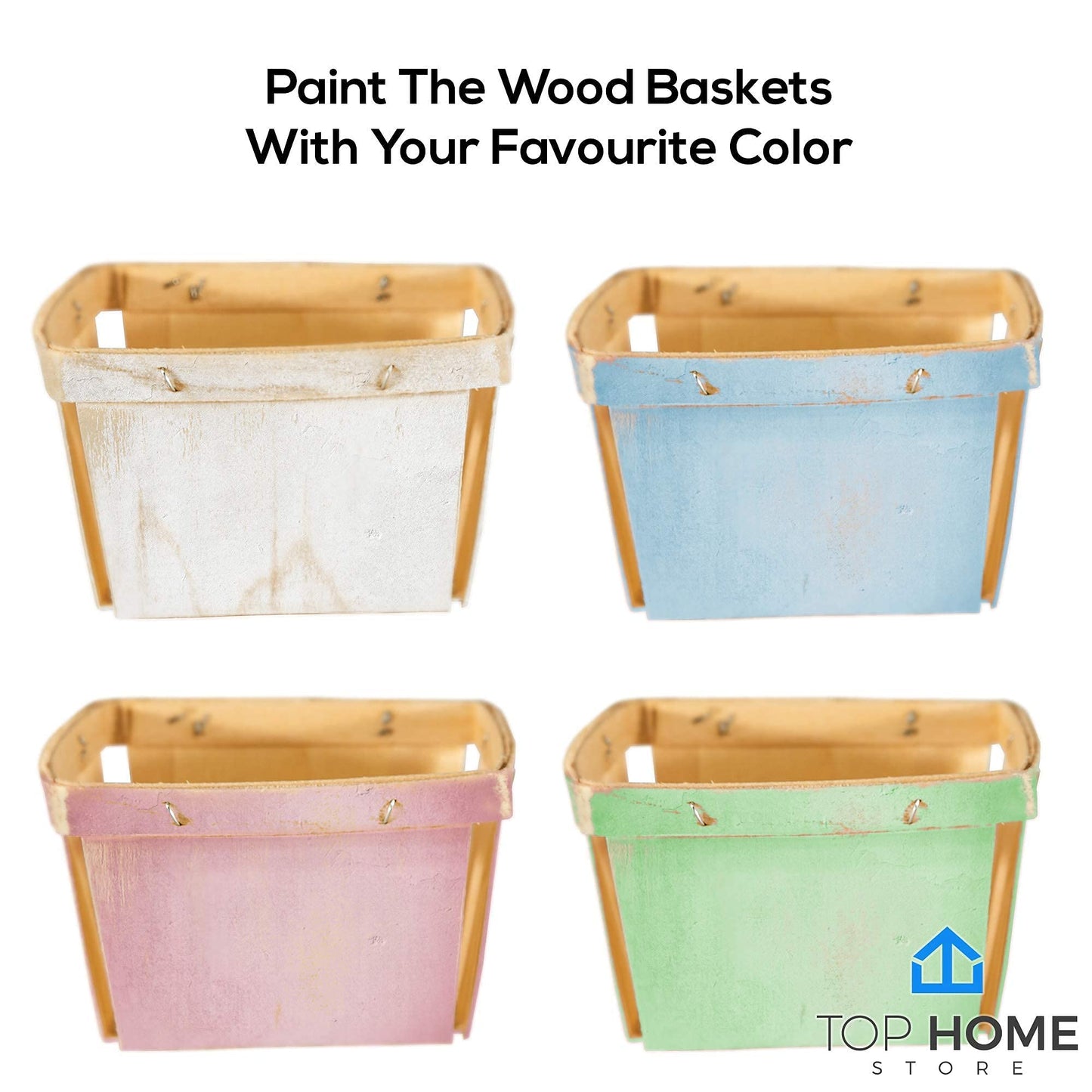 Top Home Store One Pint Wooden Berry Baskets (10 Pack) – For Fruit Picking, Arts, Crafts, and Decor; 4” Square Vented Wood Boxes