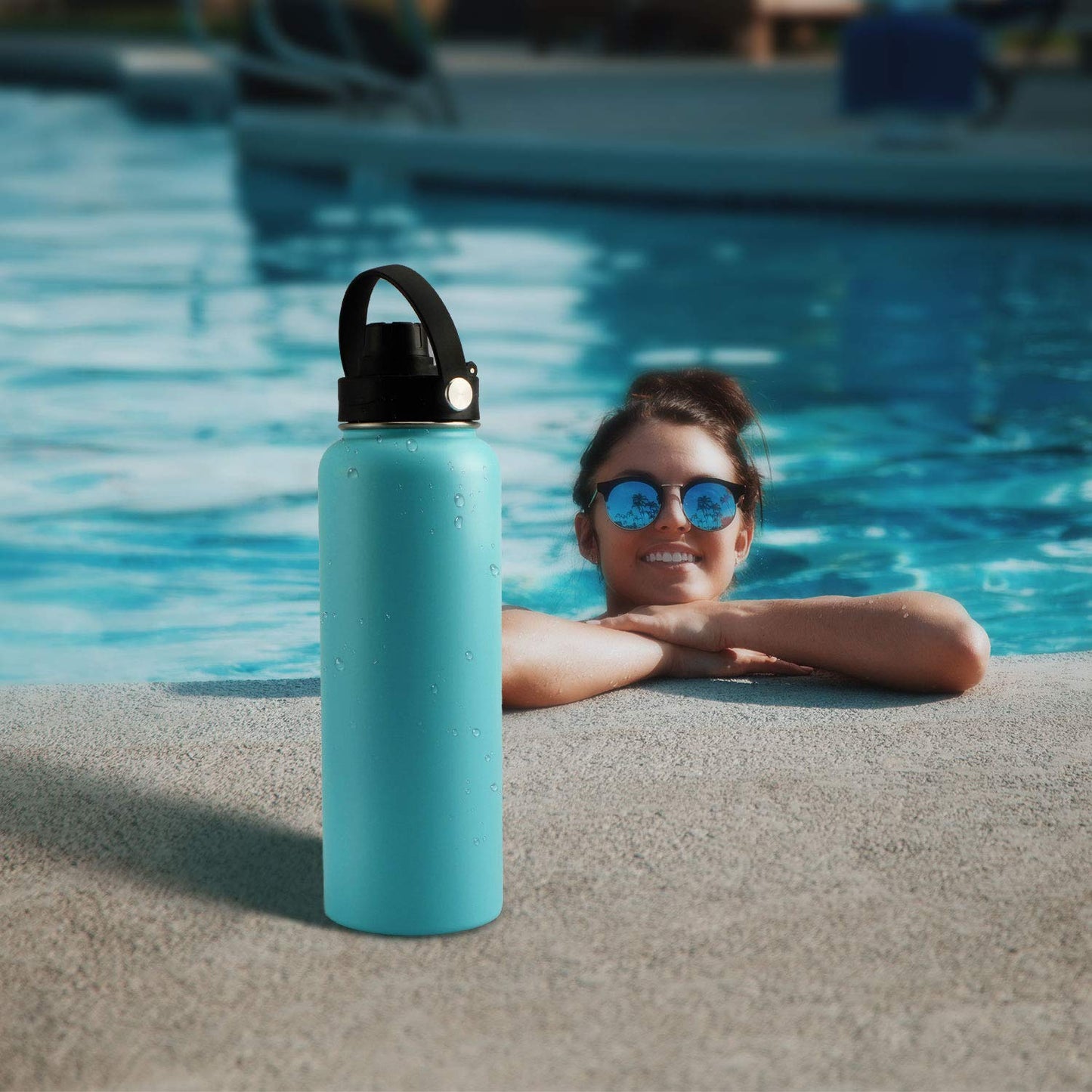 WishDirect Wide Mouth Twist Lid with Flexible Handle Compatible with Hydro Flask 12/16/18/20/32/40/64 Oz, Fits Simple Modern, Takeya, Iron Flask and Most Wide Mouth Water Bottles (Black, 2 Pack)
