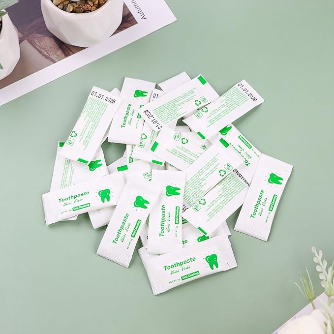 Too Small Bulk Travel Size Toothpaste Pack of 200,0.105 oz Extra Small Toothpaste Travel Size Bulk Mint Mini Disposable Toothpaste for Hotel,Guests,Homeless,Charity(Only Good for Single Use)