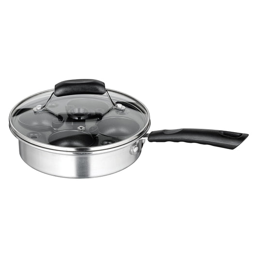 Winco Non-Stick Egg Poacher Set 8' Diameter X 3-1/3' H Includes Tempered Glass Lid Sauce Pan, Tray