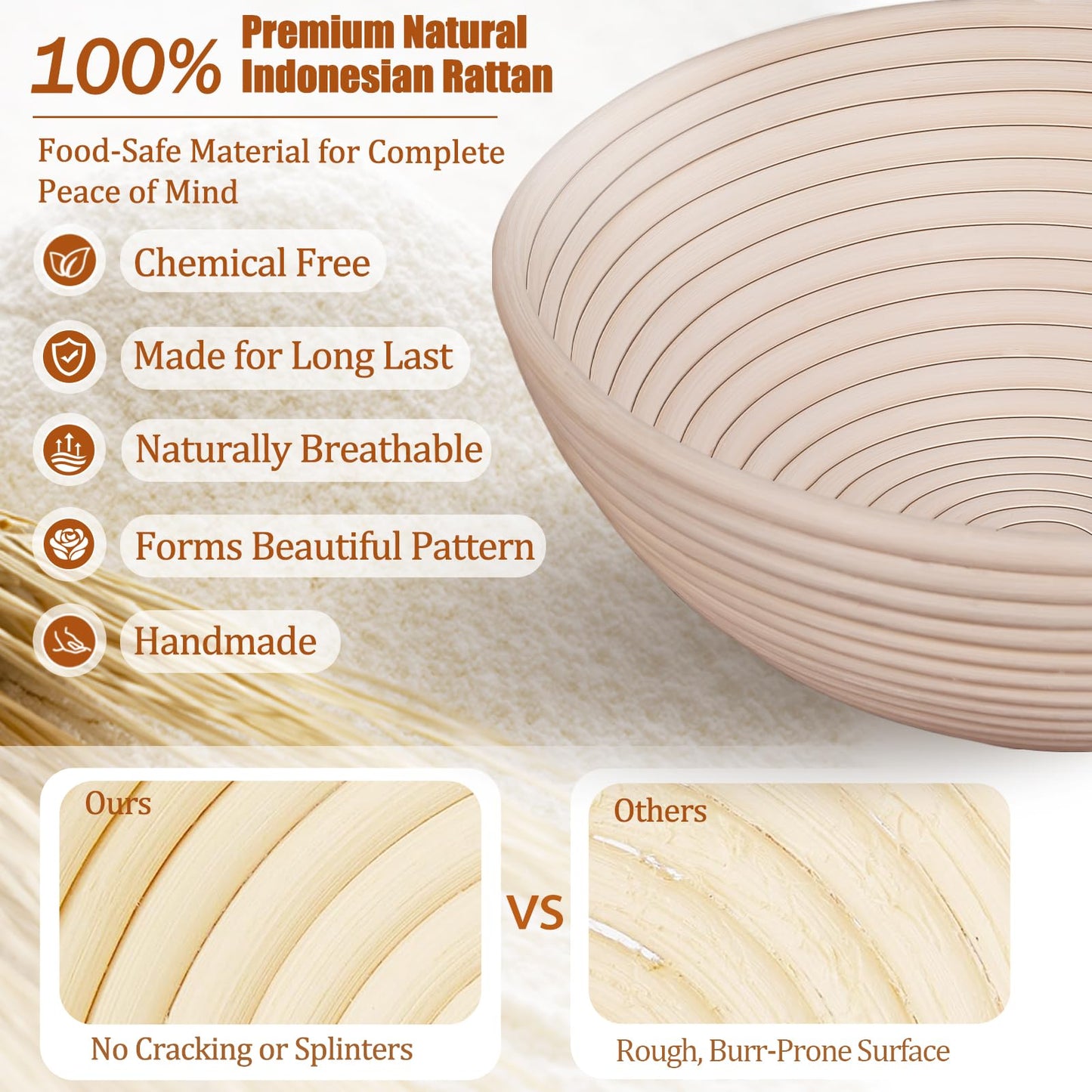 Panny Sourdough Starter Kit, Banneton Bread Proofing Basket with Glass Sour Dough Starter Jar, Sourdough Bread Baking Supplies, Making Tools, 9" Round & 10" Oval Baskets, Complete Gift for Men Women