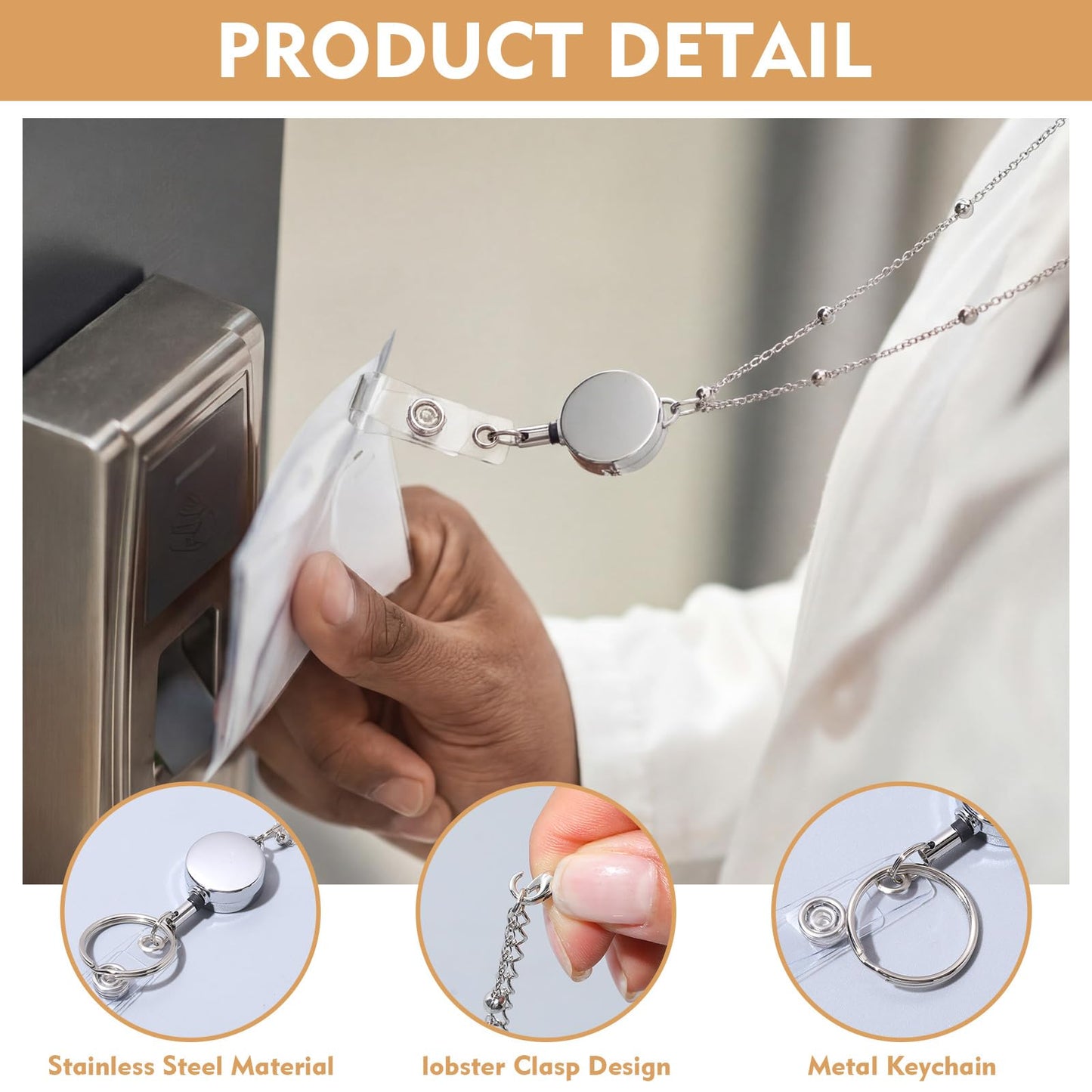 Kenning 12 Pcs Employee Appreciation Gift Set Silver Metal Retractable Lanyard Chain Motivational Employee Appreciation Card Gift for Teacher, Nurses, Office, Team, and Staff