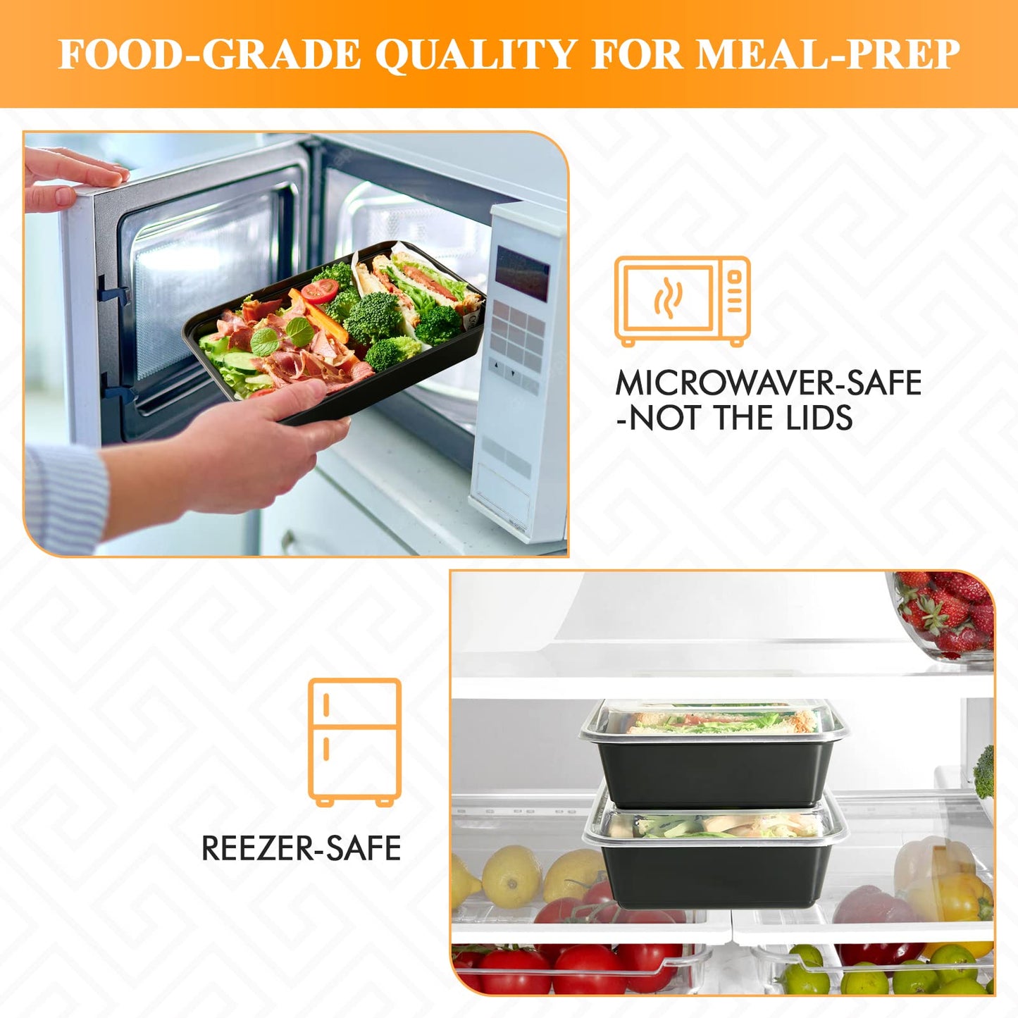 MUCHII 34 oz Meal Prep Containers With Lids, 30 Count To Go, Plastic Disposable Food Containers Microwave and Freezer Safe