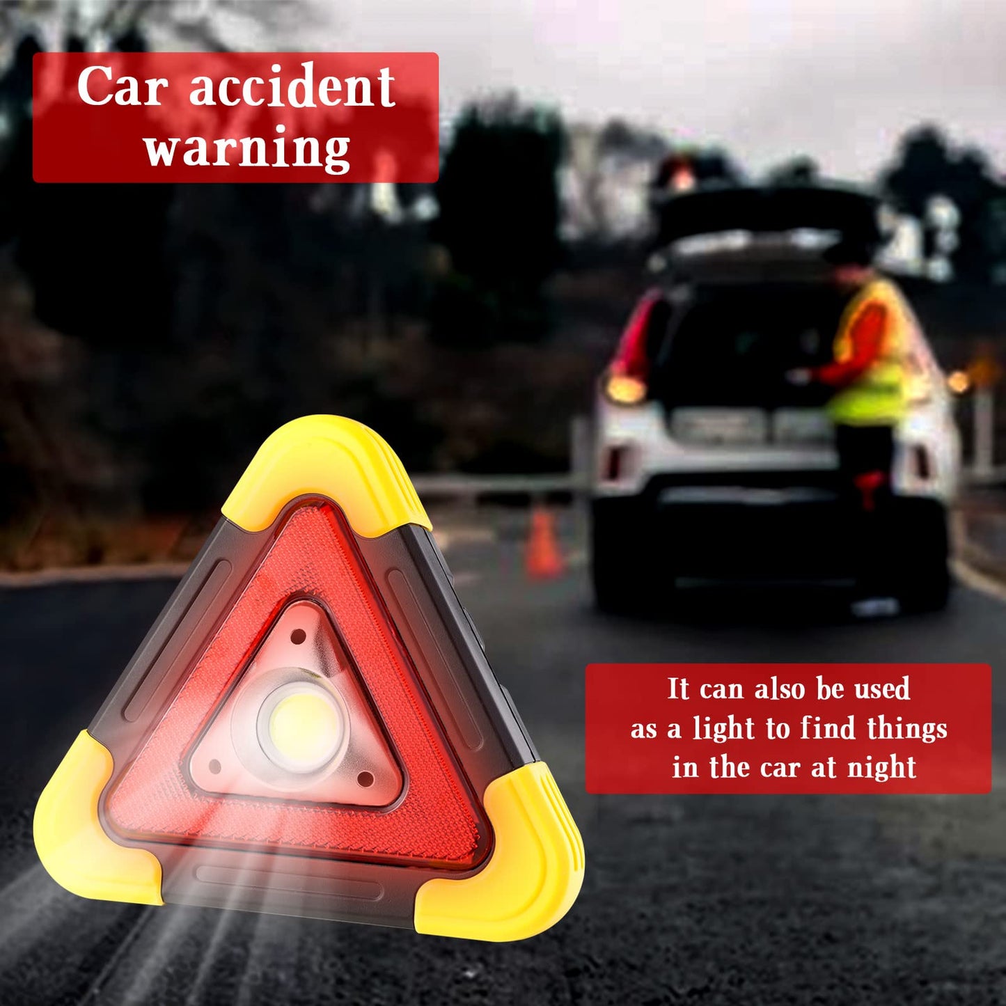 WELL-STRONG Car Roadside Emergency Kit with Reflective Warning Triangle, Assistance Kit with 13 FT Jumper Cable for Men or Women Black