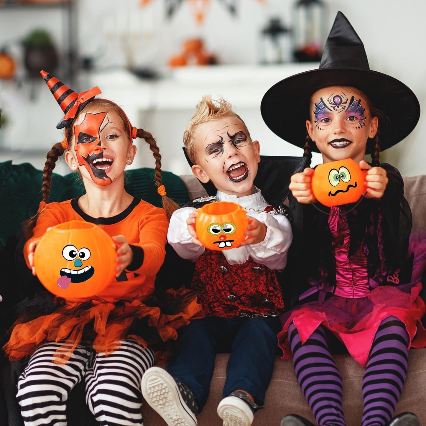 kockuu 72 Pack Halloween Pumpkin Decorating Stickers - Mini Make 36 Sheets of Small Pumpkin Face Stickers for Kids, Toddlers & Party Favors